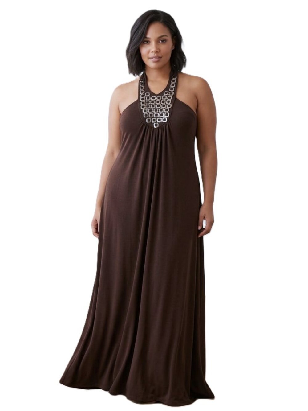 ASHLEY STEWART Halter-Neck Maxi Dress. Plus Size 2X